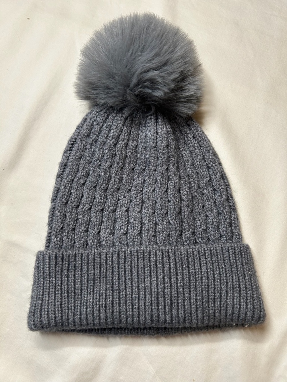 Gray Knit Pom Toddler Beanie